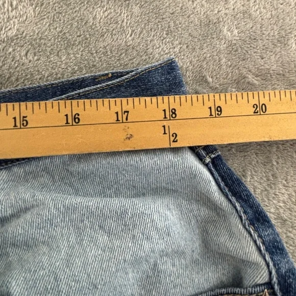 Vintage Patchwork Denim Maxi Skirt Womens 20W Star Stud Blue Front Slit Frayed - Picture 5 of 9